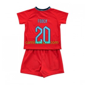 Camisolas de futebol Inglaterra Foden 20 Criança Equipamento Alternativa World Cup 2022 Manga Curta